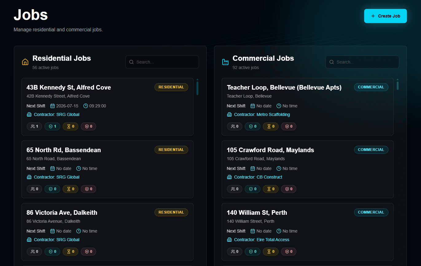 CrewGrid jobs and crew scheduling interface